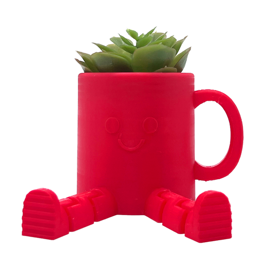 Mini Coffee Mug Planter with Flexy Legs